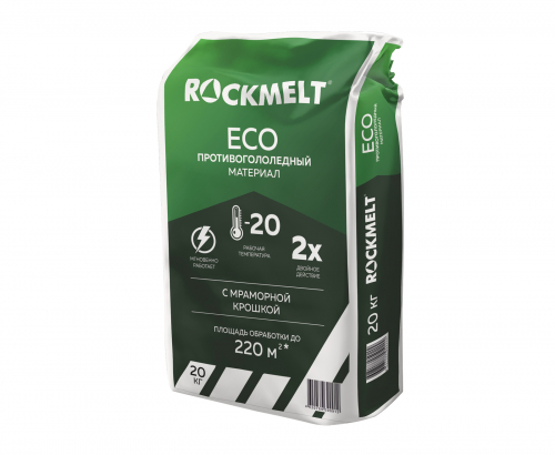 Rockmelt ECO мешок 20кг противогололедный материал двойного действия с мраморной крошкой